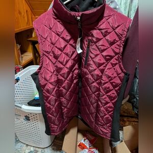 Women's Quilted Burgundy/Black Vest 2XL